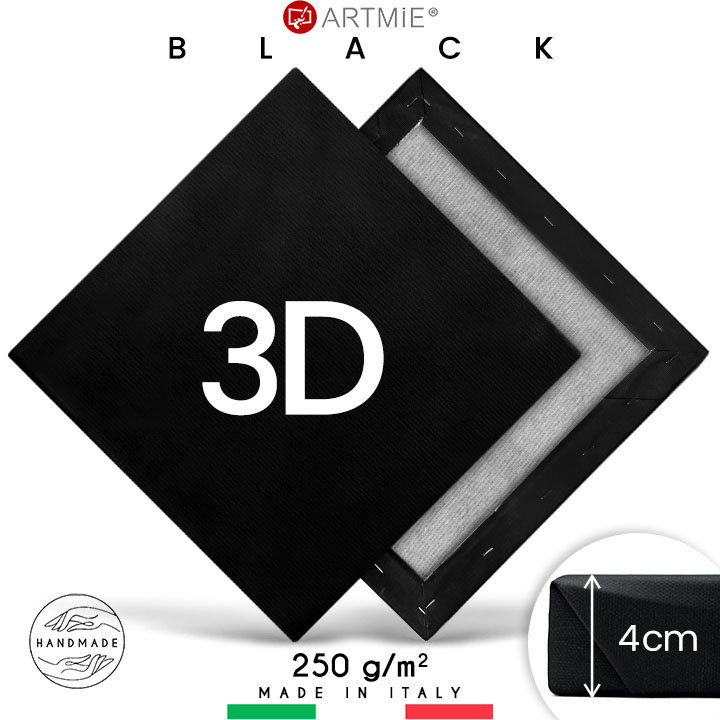3D Crno slikarsko platno na ramu PROFI - izaberite dimenziju