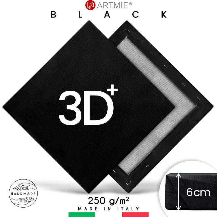 3D+ Crno slikarsko platno na ramu PROFI - više dimenzija