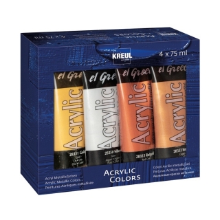 Metalik akrilne boje El Greco - Kreul - set 4 x 75 ml