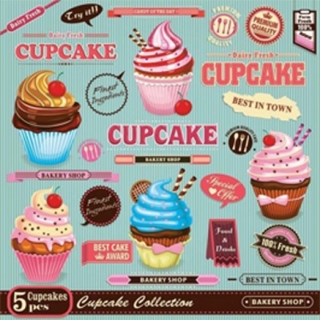 Salvete za DEKUPAŽ - Vintage Cupcake Poster - 1 kom