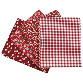Tkanina za patchwork - crvena - 4 kom - 45 x 55 cm