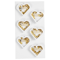Nalepnice za venčanje - srca sa zlatnim perlicama 