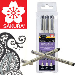 Set flomastera za tehničko crtanje SAKURA Pigma Micron - 3 delni